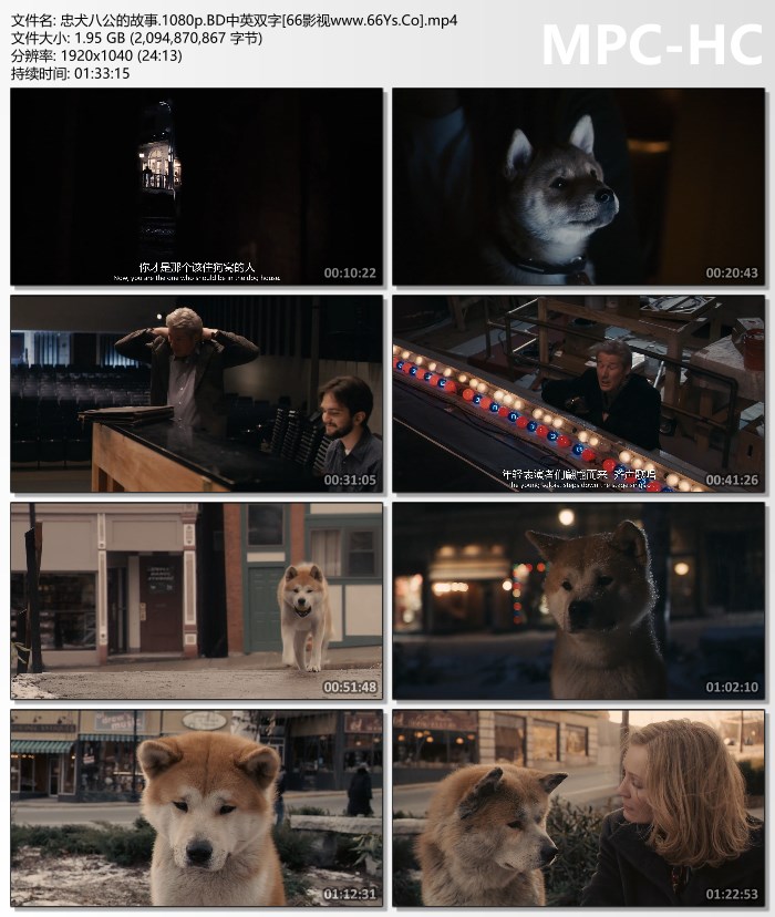 2009年美国9.4分剧情片《忠犬八公的故事》1080P英语中英双字