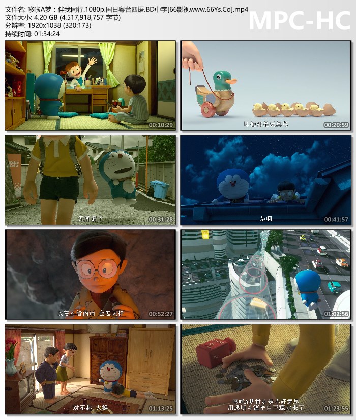 2014年日本8.1分动画片《哆啦A梦：伴我同行》1080P国粤台日四语