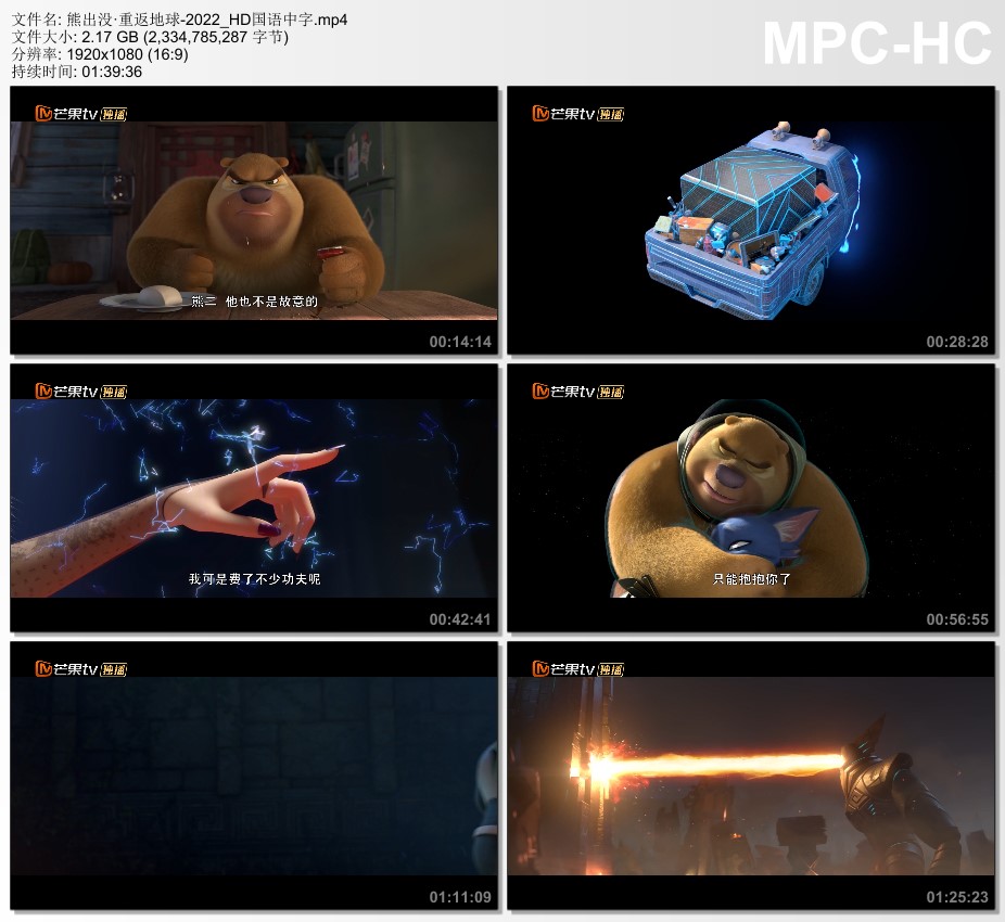 2022年国产6.6分动画片《熊出没·重返地球》1080P国语中字
