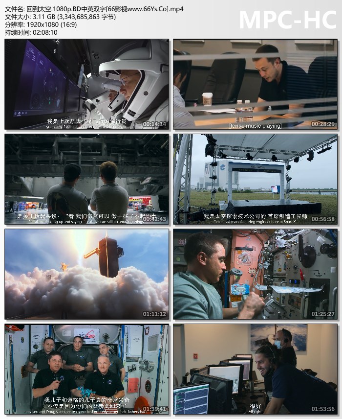 2022年美国8.6分纪录片《回到太空》1080P英语中英双字