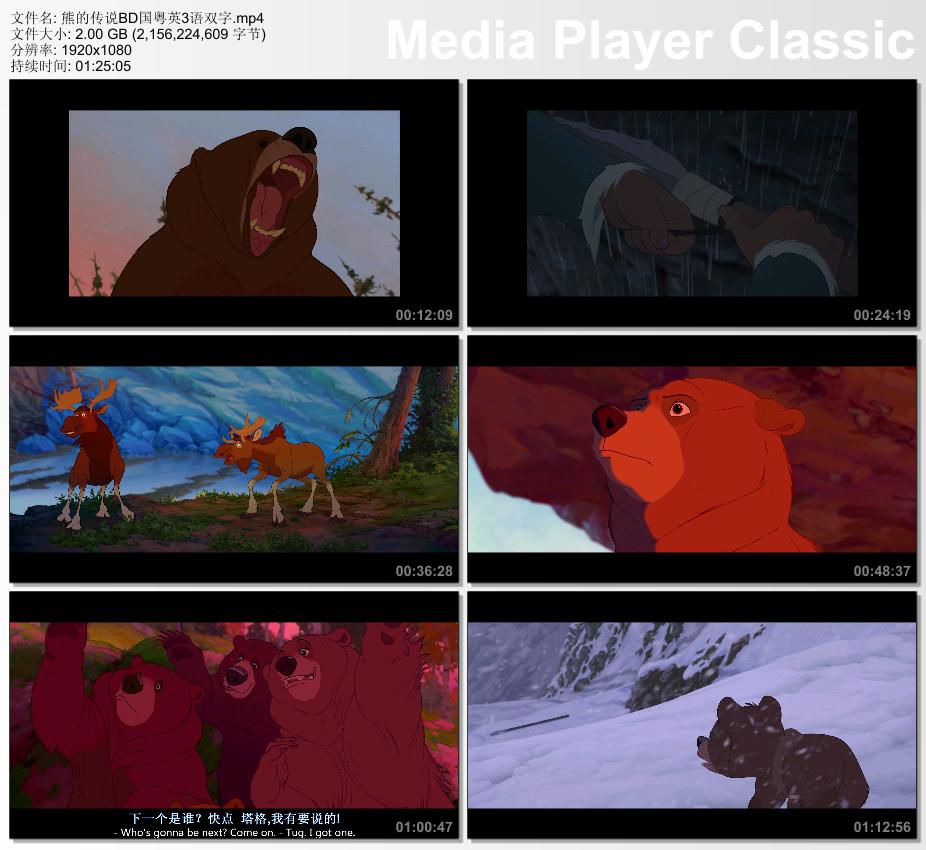 2003年美国7.9分动画片《熊的传说》蓝光国粤英3语双字