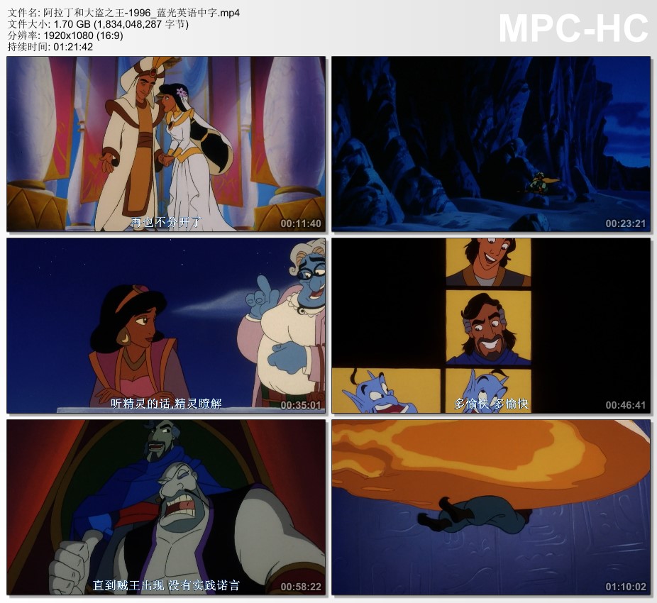 1996年美国7.9分动画片《阿拉丁和大盗之王》蓝光英语中字